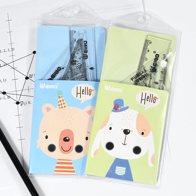 Mice Simple Wind Set Ruler For Primary And Middle School Students Drawing Set Ruler Students 4-Piece M-1919