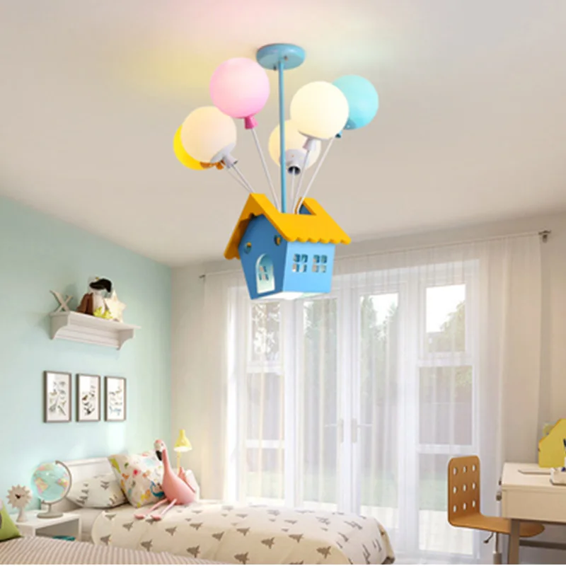 Детская комната люстра Мультфильм Креативный цвет горячий воздух подвеска в виде шара лампа спальня лампа для детской комнаты светодиодный Кулон в виде домика лампа