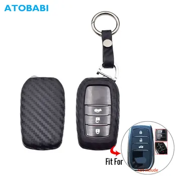 

Carbon Silicone Car Key Case For Toyota Miral Fortuner Rav4 Highlander Crown Smart Remote Control Fob Cover Pouch Protector Bag