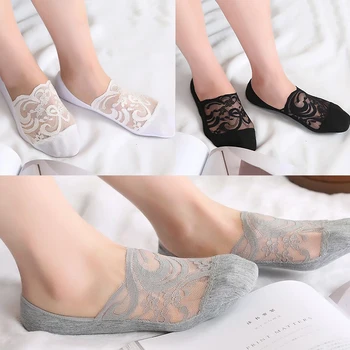 

1 Pair Fashion Women Girls Summer Socks Style Lace Short Antiskid Flower Ankle Sox Slippers Invisible Sock Sock S4J8