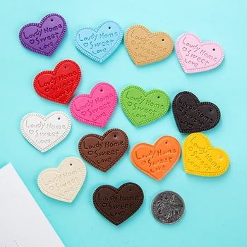 

20PCS English Letter Heart Leather Charms 37*31mm Sweet Love DIY Decoration For Keychain Ring Jewelry Decoration Accessories
