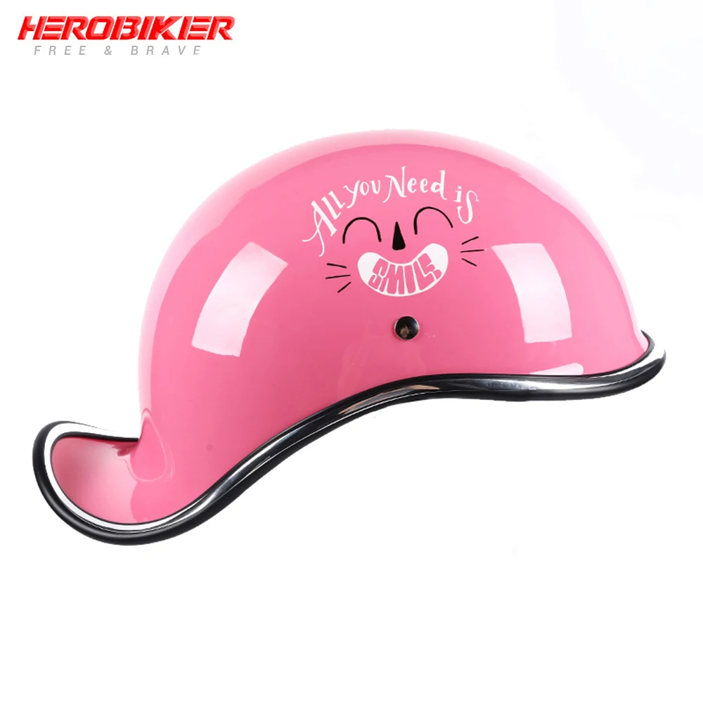 HEROBIKER мотоциклетный шлем с открытым лицом ретро Половина мото Байкерский шлем гоночный Мото шлем внедорожный шлем мото шлем - Цвет: 01-Pink-Smile