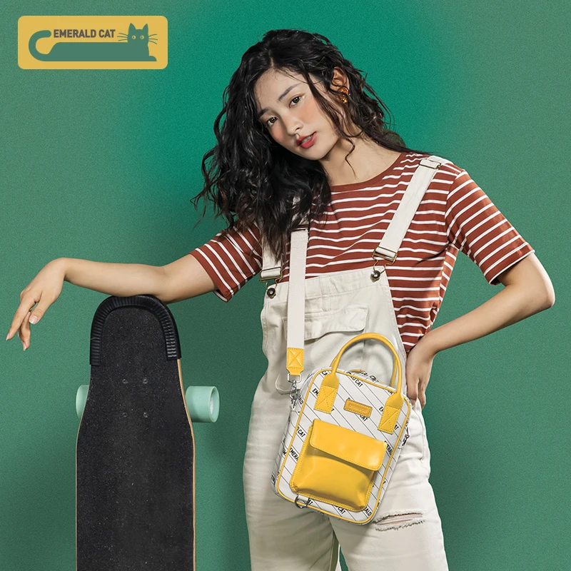 Модная женская сумка мессенджер с изумрудным котом 2019 на плечо тоут сумки