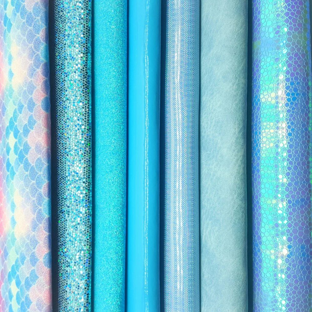 PU Leather Chunky Glitter Fabric Mermaid Shiny Multi Color DIY Hair Bow Fabric Handmade Bag Shoes Accessories Material QIBU