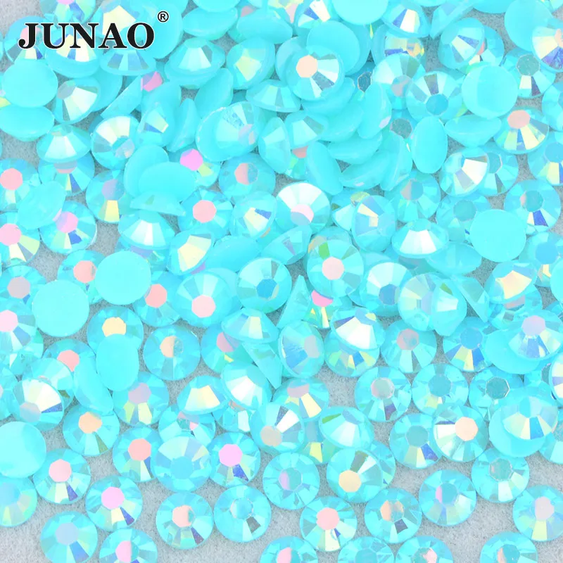 JUNAO Wholesale 2mm 3mm 4mm 5mm 6mm Jelly Rose AB Resin Rhinestone Flatback DIY Stones in Bulk Non Hot Fix Nail Strass Crystal