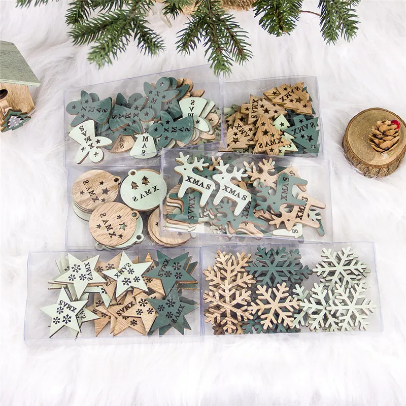 

24PCS New Year 2020 Angel Wooden Pendants Noel Xmas Tree DIY Christmas Decorations for Home Kids Gift Hanging Drop Ornaments