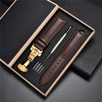 Cinturini per orologi in morbida pelle con scatola di legno chiusura automatica braccialetti per orologi 18mm 20mm 22mm 24mm cinturini accessori per cinturini