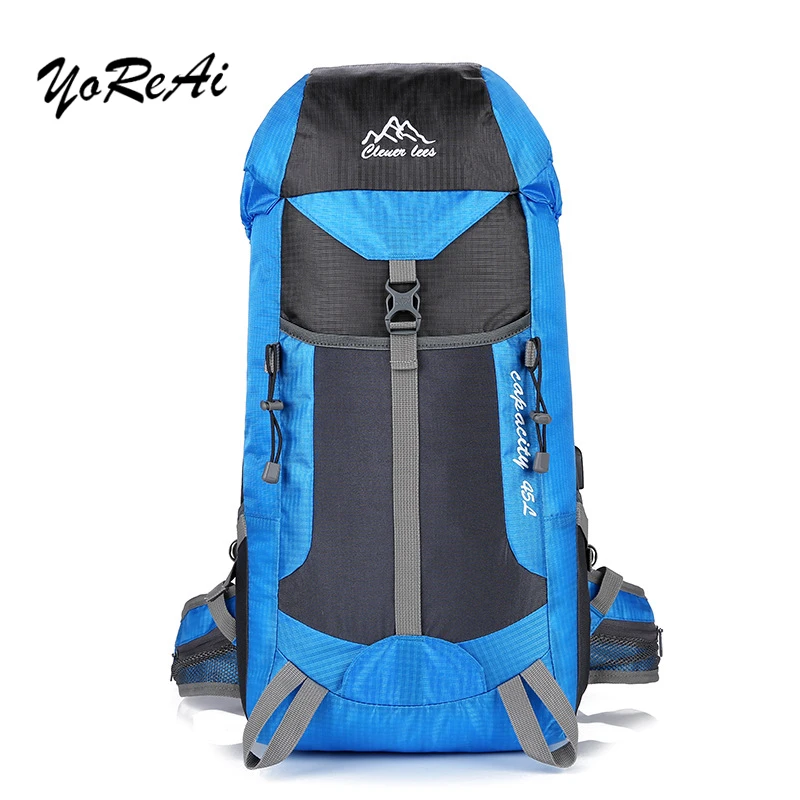 

YoReAi Men Sports Outdoor Climbing Bag Large Capacity Hiking Charging Backpack Camping Waterproof Travel Backpacks Riding Bags