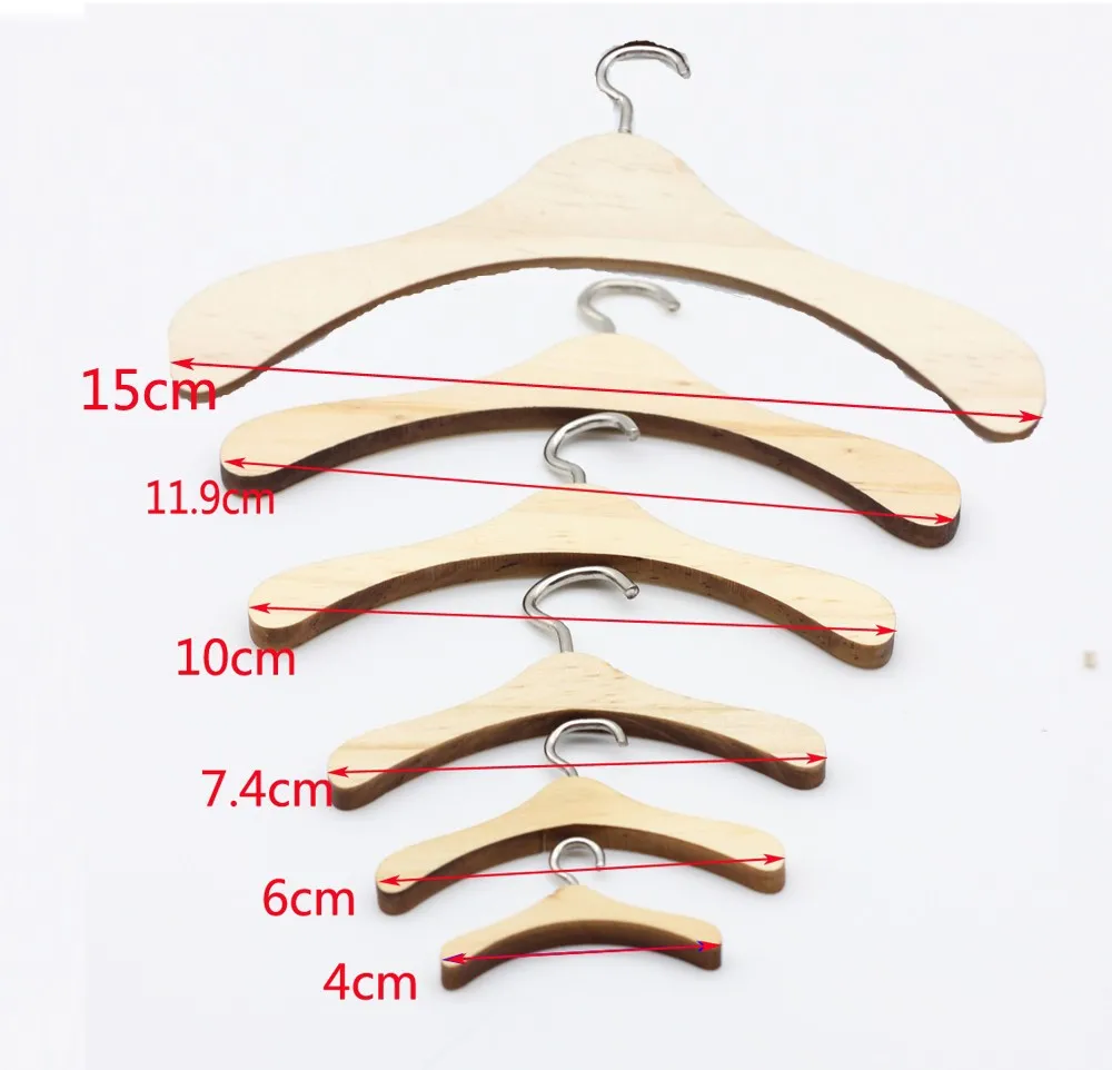 Adollya Doll Accessories Clothing Hanger 10pcs/set BJD Doll Clothes Dress Hanger for Wardrobe Bedroom Wood Dollhouse Furniture