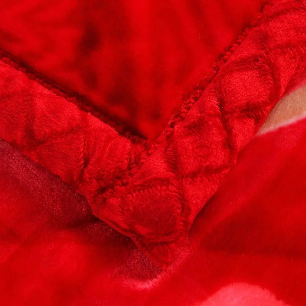 Китайские буквы красные цветы двухсторонние зимние толстые одеяла Raschel Твин Полный queen размер простыня полиэстер постельное белье