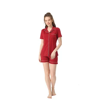 

Women's pajamas fashion color contrast home clothes leisure thin comfortable home clothes suit women