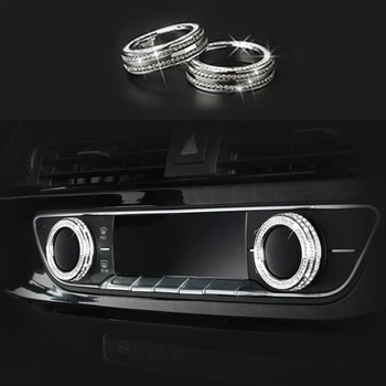 

car accessories 2pcs Diamond Style Center AC Adjust Switch Cover Trim For Audi A5 2018 & A4 B9 2017-2018