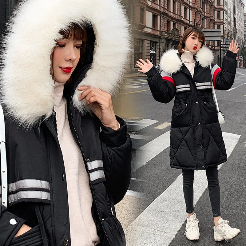 

19 New Style down Jacket Cotton-padded Clothes Women's Korean-style Mid-length Loose-Fit Waist Hugging BF Cotton-padded Clothes
