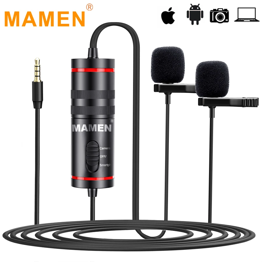Профессиональный петличный микрофон MAMEN KM D1 Pro 3 5 мм с двойным микрофоном для