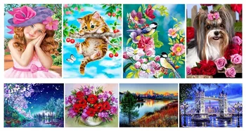 

5d diy diamond painting cross stitch kit 2020 pattern flower animal landscape picture resin diamond home gift
