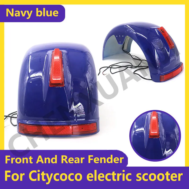 Navy Blue Citycoco Fender Shell Flaps Front and Rear Fender Mudguards With taillight for Citycoco Electric Scooter Plastic Parts