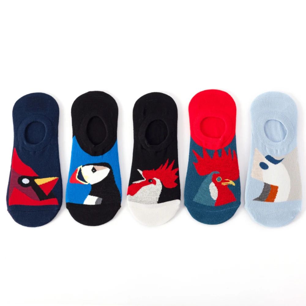 5 Pairs/Fashion Women/Men Socks Breathable Sweat Absorbing Cotton Socks Fruit Cartoon Print Invisible Boat Socks Unisex Colorful wool socks women Women's Socks