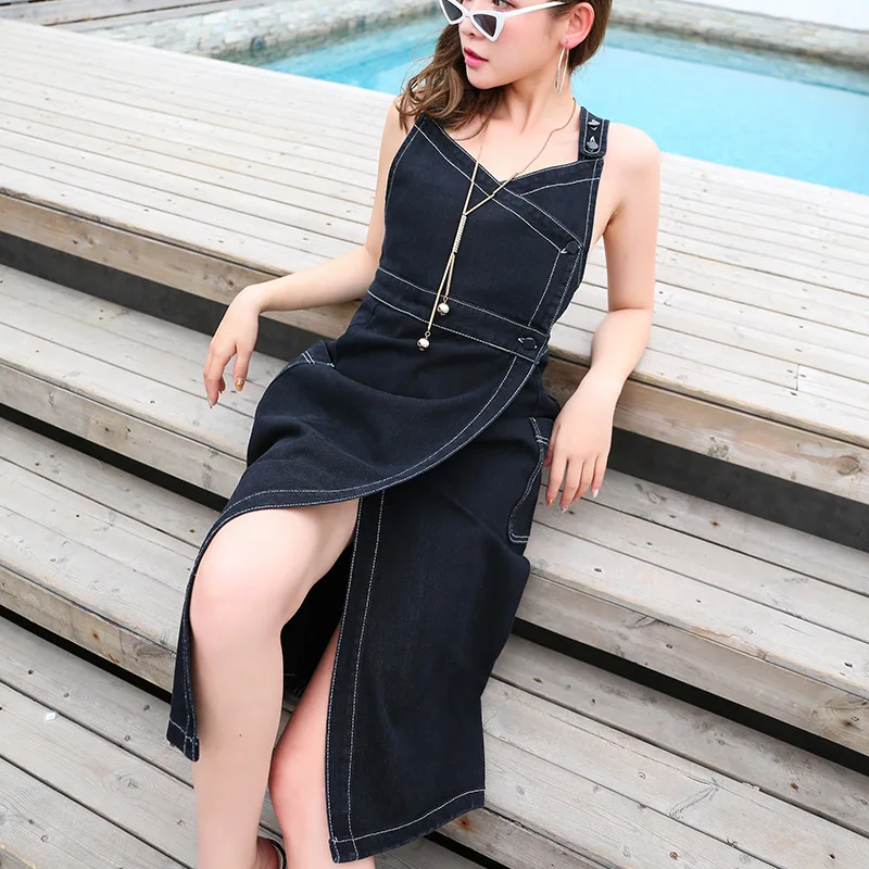 

2019 Spring And Summer New Style Fashion Korean-style Slimming Versitile Slimming Cool Cowboy Suspender Strap Dress Women's