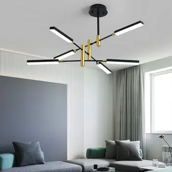 

Iron Chandelier for Bedroom Living Room Loft Entrance Hall Kitchen Dining Room LED Lights Decoration Modern Nordic Design Black