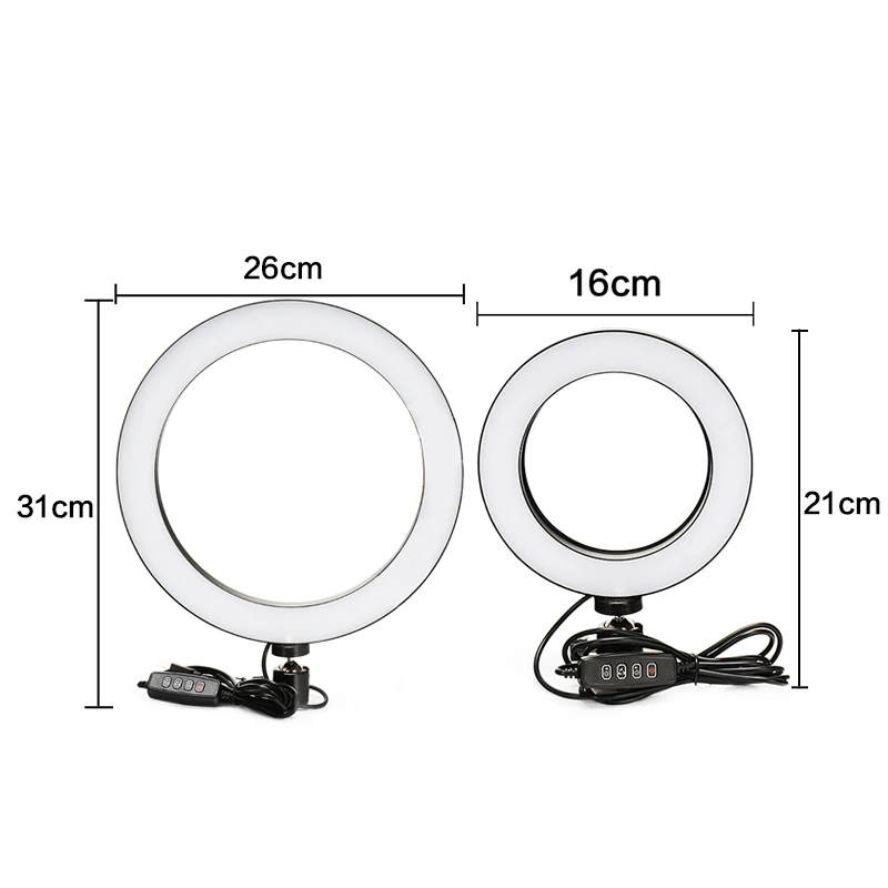 

High Quality 16cm/26cm Ring light Dimmable Studio Photography Lights LED Ring Lamp For Makeup Video Live