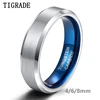 Tigrade 4/6/8mm Classic Wedding Band Engagement Rings Silver Color Blue Engraving Tungsten Carbide Rings For Women Men Size4-14 1