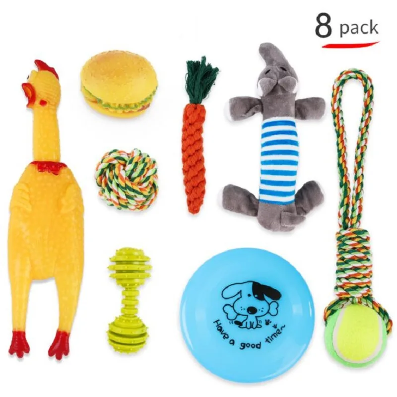 Игрушка для собак, молярная игрушка для укуса, игрушка для собак, веревка для собак, игрушки для тренировок, прорезывания зубов, Игрушки для маленьких и средних собак, игрушка для щенков - Цвет: 8pcs a set