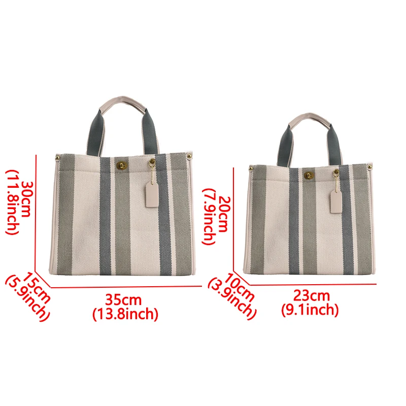 Fashion Striped Canvas Women Shoulder Bag Big Capacity Shopper Bags For Women Casual Wide Strap Handbag Women's Bag Commute Tote