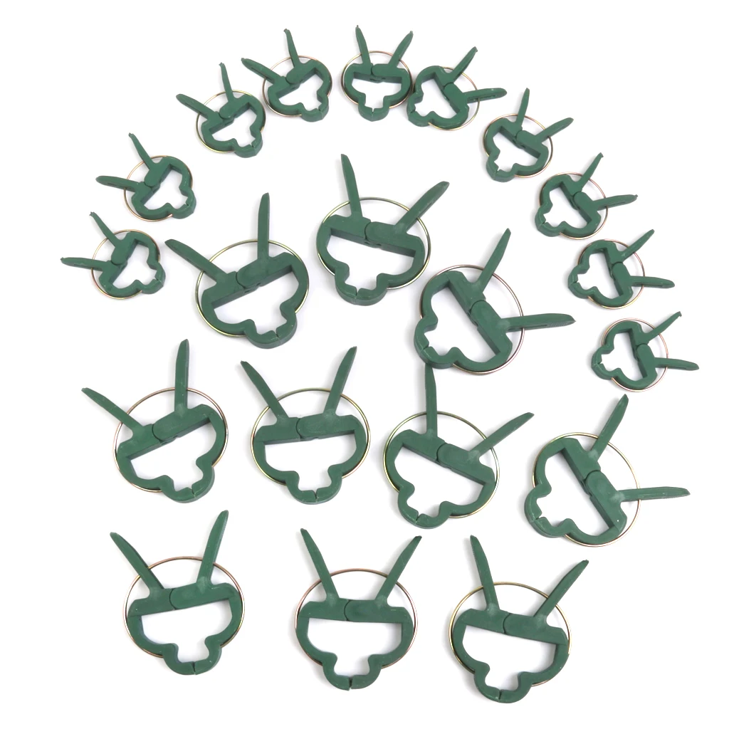 

20pcs Sprung Plastic Garden Plant Flower Bush Clips 45mm & 30mm Tie