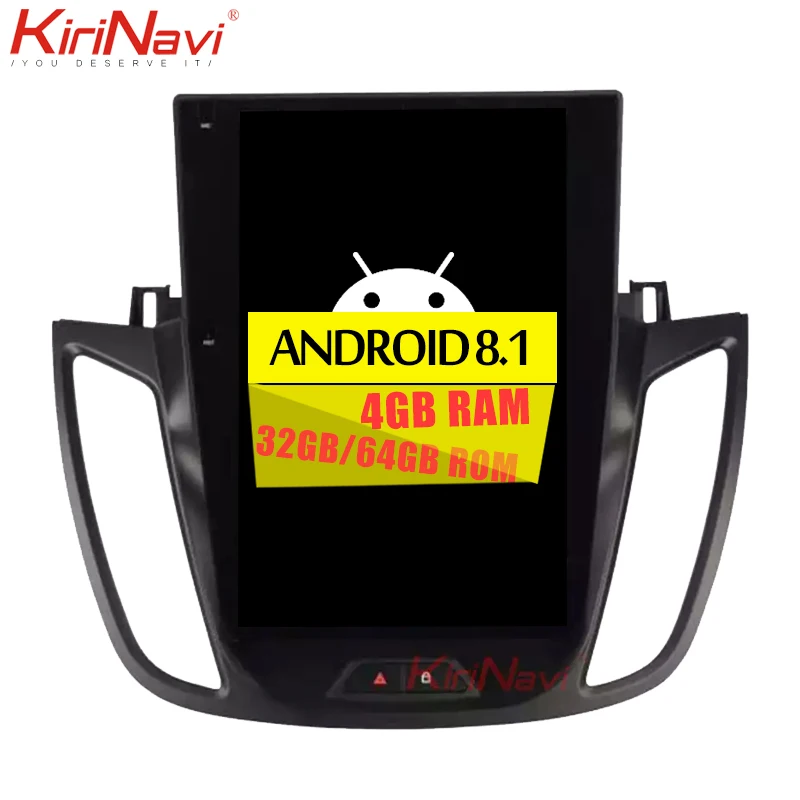 KiriNavi вертикальный экран Tesla style 12,1 Android 8,1 автомобильное радио gps навигация для Ford автомобильное Kuga Dvd мультимедийный плеер 2013