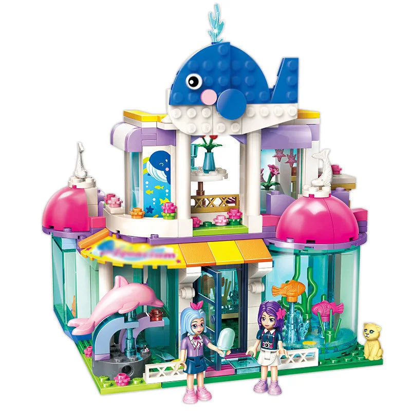 

Blue Whale Aquarium Building Blocks 327pcs Girls Block Toys Princess Sets Bricks Model Kids Compatible Legoinglys Friends