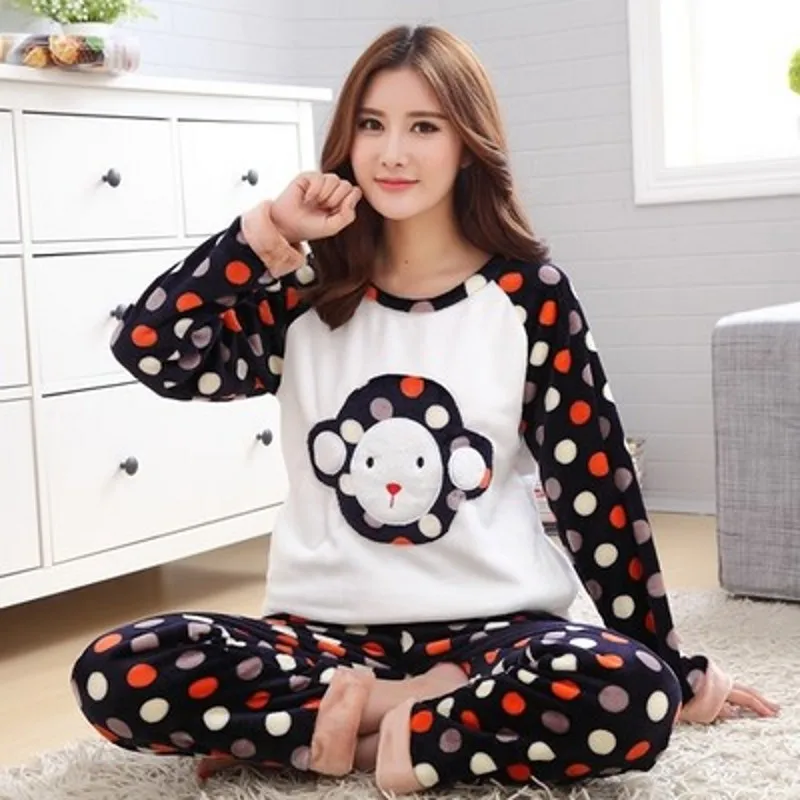 The latest Plus size xs-5xl 6XL Winter women thick flannel sleepwear sets women Patchwork coral fleece men big Pajama warm Sets - Цвет: model 13