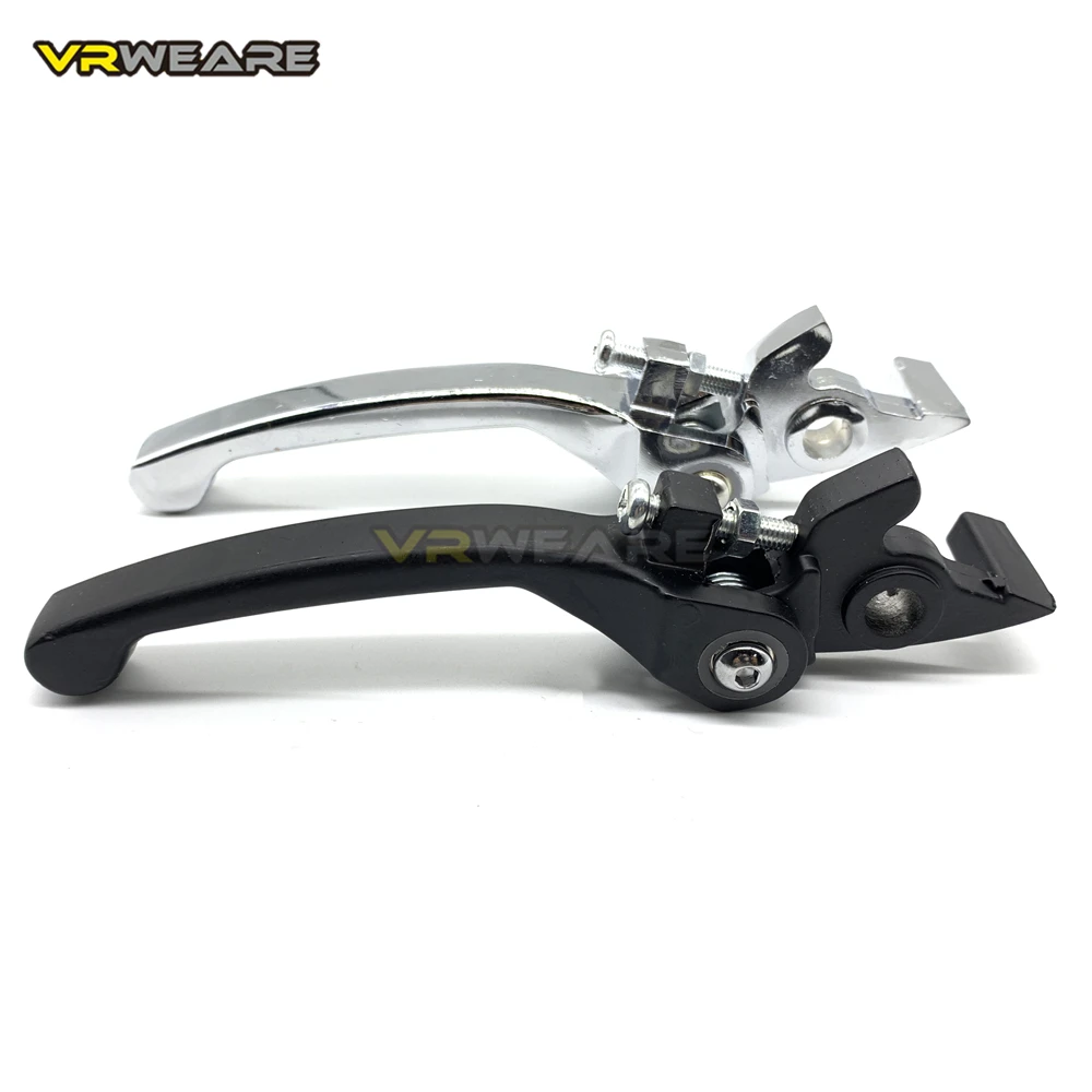 Foldable Brake and Clutch Lever Set for Motorcycles - Black Chrome Finish