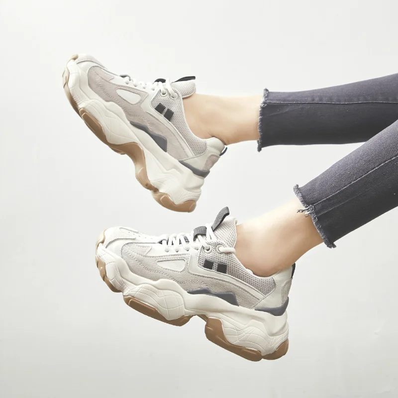 Tleni стильные женские кроссовки амортизация Высота платформы дышащая Волна Спортивная обувь для ходьбы ZD-214