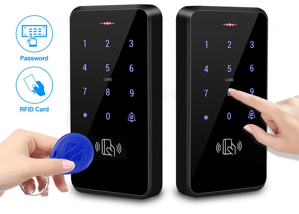 IP68 Waterproof RFID 125KHz Standalone Access Control Keypad with Touch Screen Panel + 10pcs RFID Keyfobs - Famidy.com