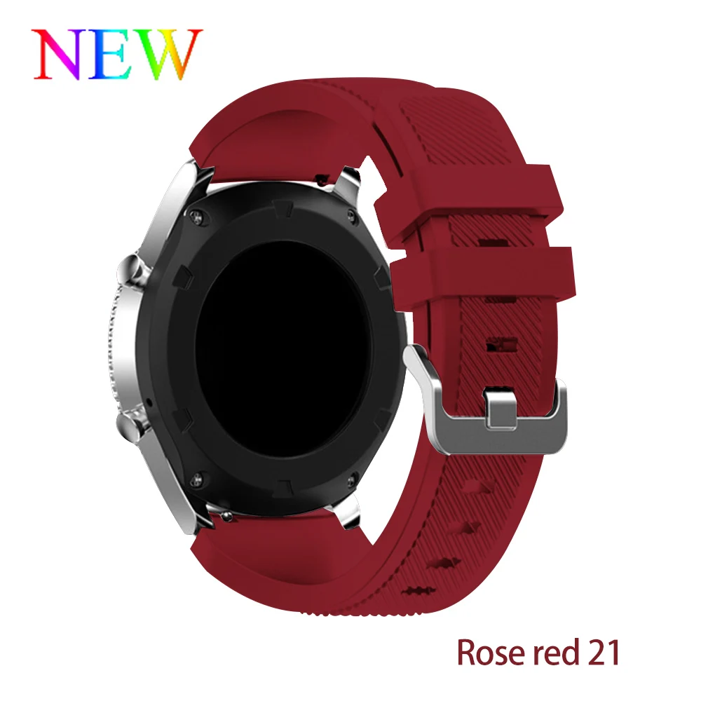 Rose red 21 Galaxy watch 46 мм 42 мм ремешок для samsung gear S3 Frontier band 20 мм 22 мм силиконовый ремешок для часов браслет huawei watch GT ремешок S3 - Цвет ремешка: Rose red 21