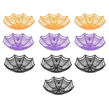 

10Pcs Halloween Fruit Plates Fruit Basket Simulation Spider Shape Candy Plates Fruit Dishes (Random Color)