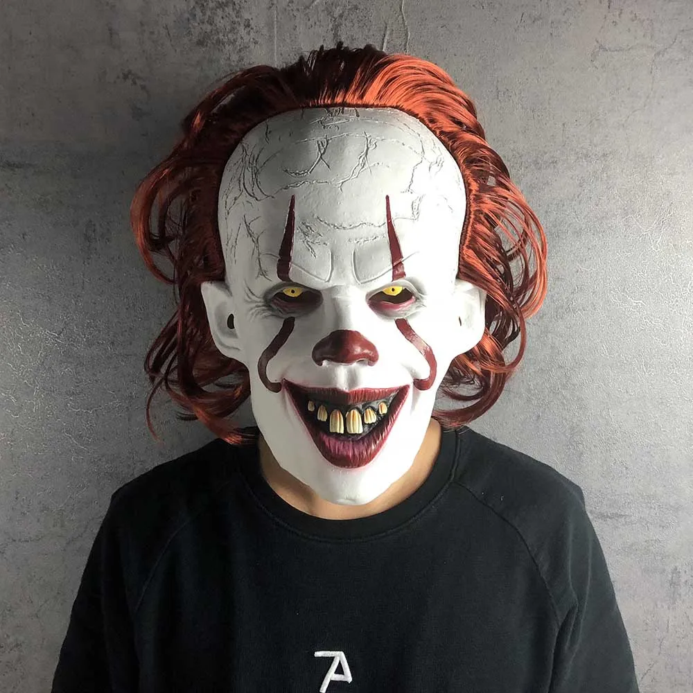 luxury Joker mask Стивен Кинг It Chapter две маски безумный Джокер маски Клоунский Костюм Забавный Шлем Хэллоуин Карнавал вечерние реквизит - Цвет: luxury Joker mask