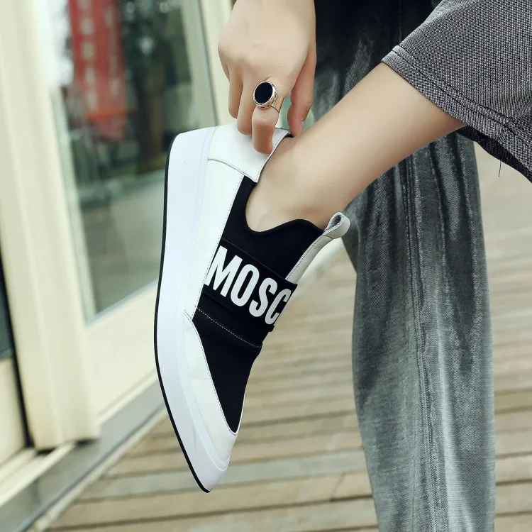 

Spring And Autumn Core Rest Loafers Mixed Colors Thick Bottomed Pointed-Toe Lettered Platform Shoes Elasticity Slimming WOMEN'S