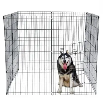 

42 inch Pet Dog Fence Playpen Rabbit Home Crate DIY Metal Wire Kennel Extendable Pet Cage For Bunny Puppy Rabbit Ferret