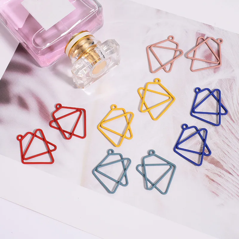 

Newest 50pcs/lot color Rubber paint geometry irregular shape alloy floating locket charms diy jewelry earring accessory