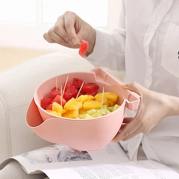 

Creative Dish Dried Fruit Snack Seed Container Plastic Storage Box Household Lazy Double Fruit Plate