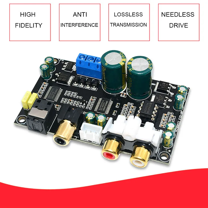 Оптический коаксиальный аудио декодер Cs8416 Cs4398 чип 24Bit192Khz Spdif коаксиальный волоконно-оптический ЦАП декодирующая плата для усилителя