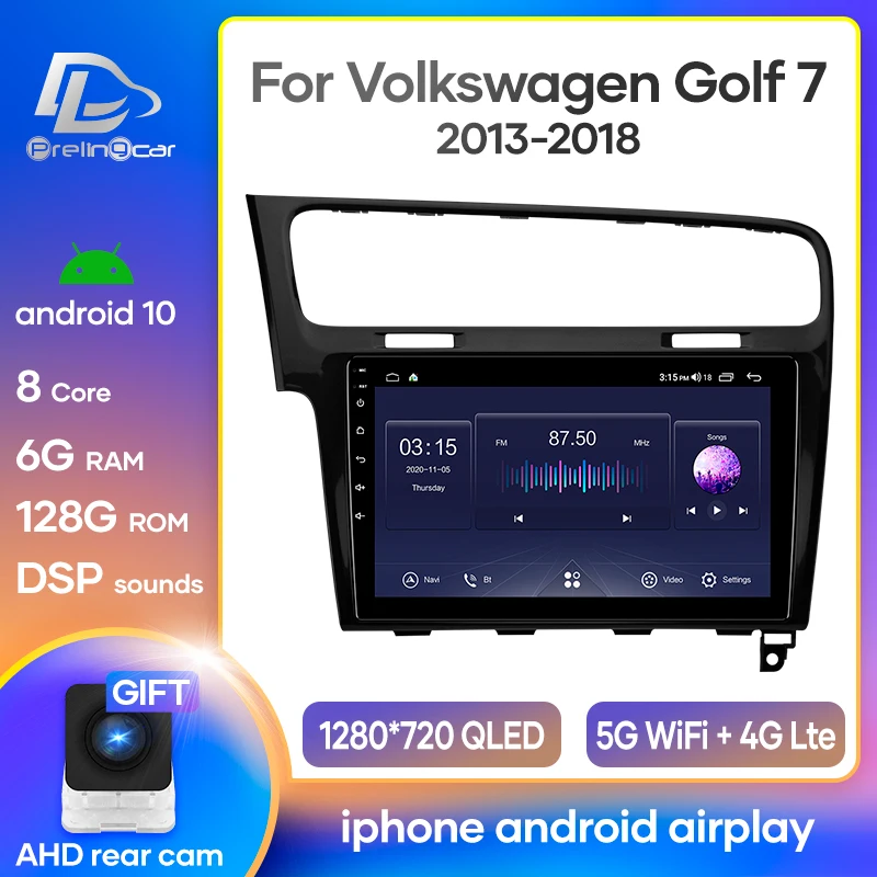 Автомагнитола Prelingcar мультимедийный видеоплеер на Android 10 0 для Volkswagen VW Golf 7 2013-2018