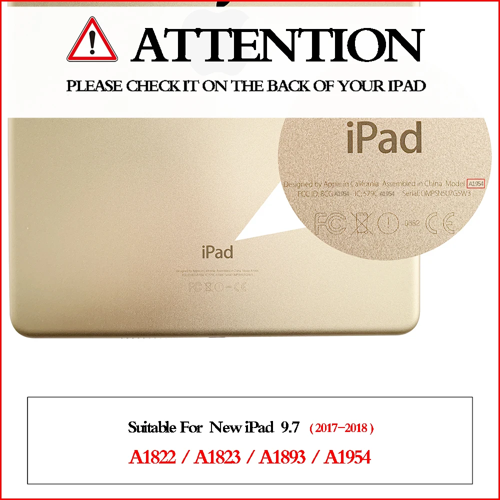 Funda Чехол для iPad 9,7 дюймов A1893 A1954 A1822 A1823 ультра тонкий чехол для смарт-телефона Авто Режим сна/Пробуждение легкий Чехол