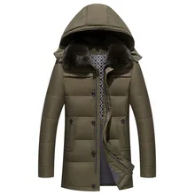 25 градусов, для русской зимы, толстая, холодная и съемная, с капюшоном, белый утиный пух, куртка, брендовая, мужская, с меховым воротником, теплая, ветрозащитная, пуховик