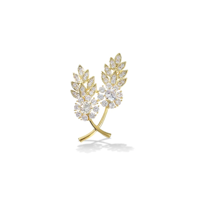 Vintage Leaves Brooches for Women Elegant Suit Dress Flower Brooch Pin Fashion Jewelry High Quality Party Accessories Gift - Окраска металла: gold