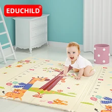 Educkid alfombra gruesa de juegos para bebés, tapete plegable de 200x180cm con dibujos animados, antideslizante, impermeable, para gatear