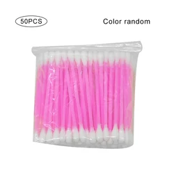 50 Pcs Double-Head Disposable Plastic Handle Makeup Removal Swab Ear Cleaner Cotton Swab