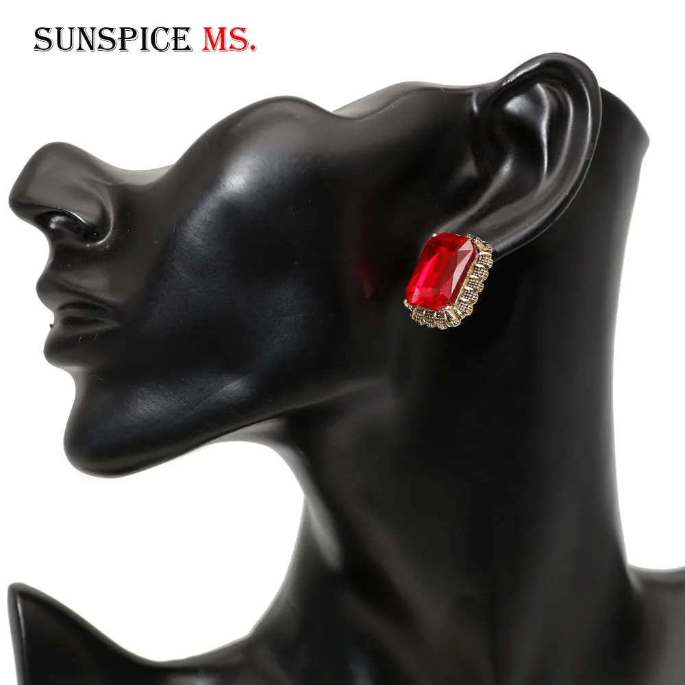 SUNSPICE MS Модные большие Кристальные серьги гвоздики для женщин античное золото 6