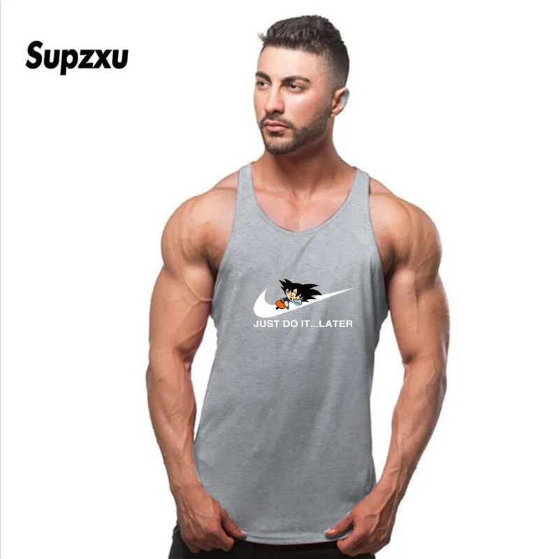 gray Tanktop Модные мужские забавные майки-безрукавки без рукавов дышащие мужские безрукавки летние спортивные мужские майки с рисунком - Цвет: gray